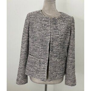 Coldwater Creek Womens Tweed Open Front Jacket 6P Cotton & Polyester Blend Black